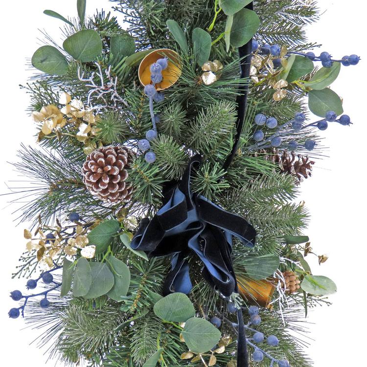 National Tree 60in. Swiss Chic Blue/Champagne Swag