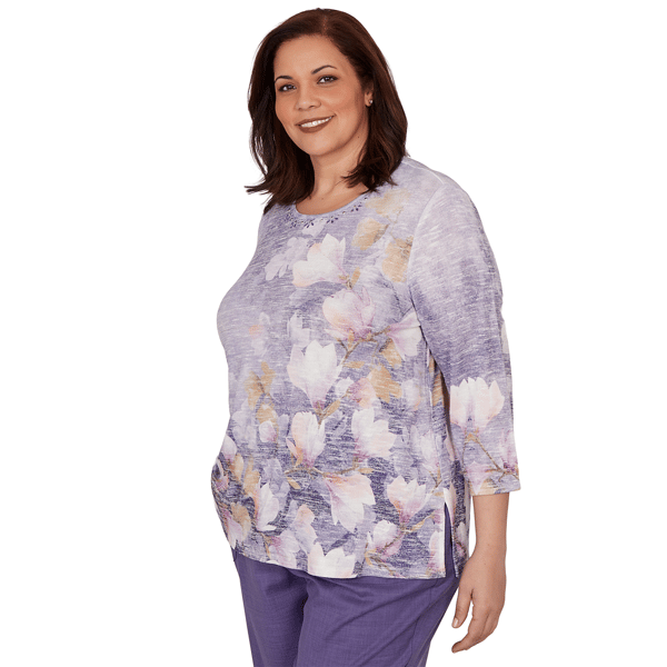 Plus Size Alfred Dunner Grand Bazaar Amethyst Floral Blouse