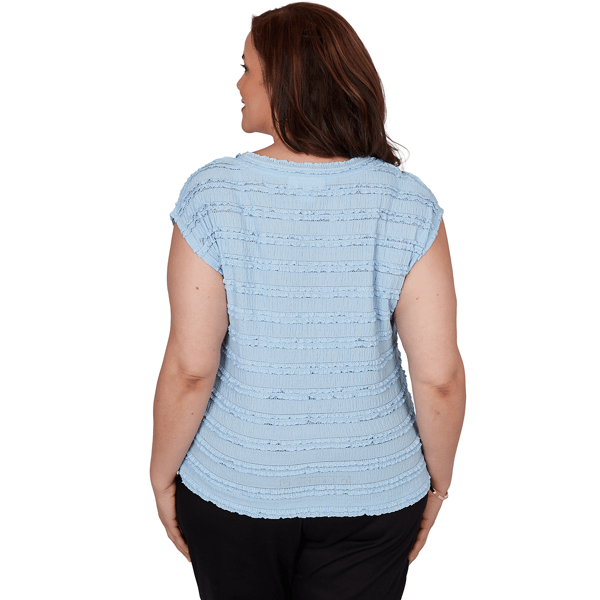 Plus Size Skye’s the Limit Sunny Blue Skies Ruffle Stripe Blouse