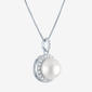 Gemstone Classics™ Lab Grown White Sapphire & Pearl Halo Pendant - image 2
