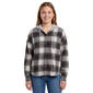Juniors No Comment Hooded Oversized Plaid Flannel Shirt- Black - image 2
