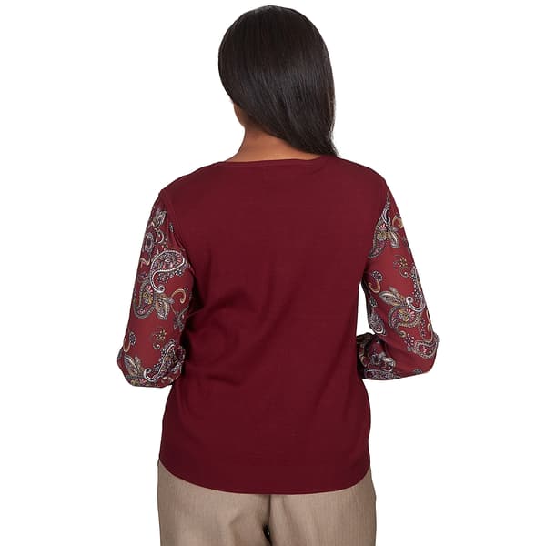 Womens Alfred Dunner Mulberry Street Paisley Sleeves Sweater