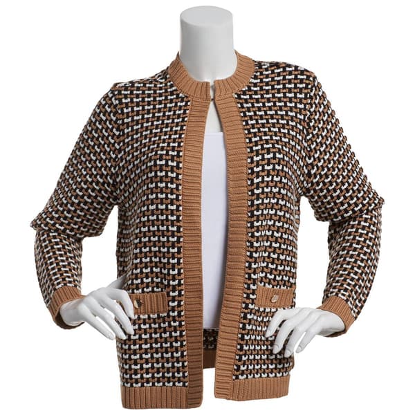 Womens Kasper Novelty Textured Cardigan w/Pockets