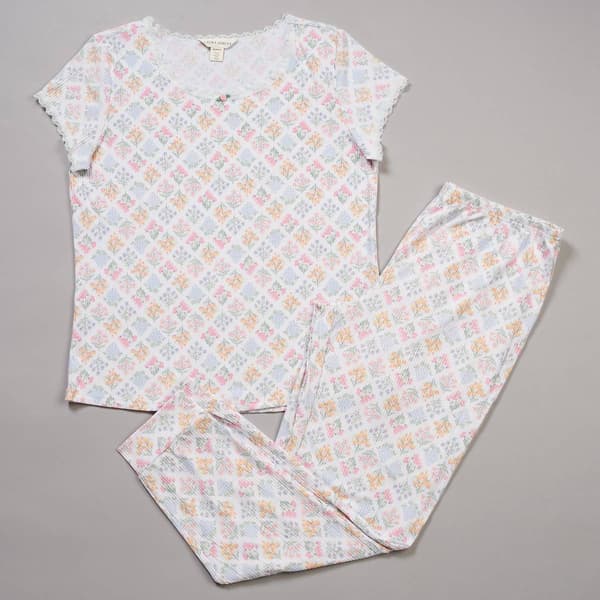 Womens Laura Ashley Short Sleeve Geo Bouquets Pajama Set
