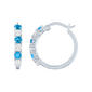Gemstone Classics&#40;tm&#41; Blue Topaz/Sapphire Silver Hoop Earrings - image 1