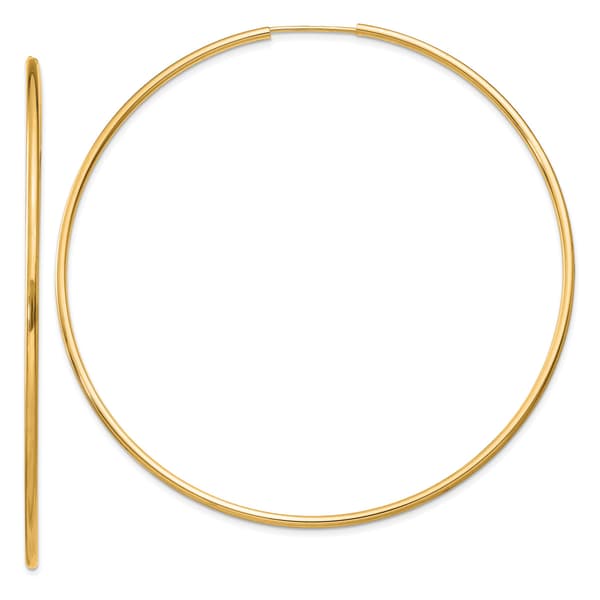 Gold Classics&#40;tm&#41; 65mm. 14kt Polished Endless Hoop Earrings - image 