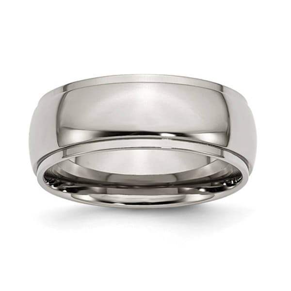 Mens Endless Affection(tm) Engravable Ridged Edge Wedding Band - image 