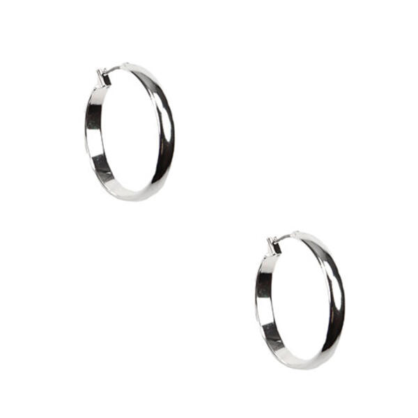 Anne Klein Silver-Tone Click Top Hoop Earrings - image 