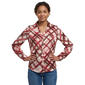 Juniors A. Byer Plaid Satin Button Front Blouse - image 1