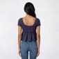 Juniors Pink Rose Short Sleeve Jersey Square Neck Peplum Top - image 4
