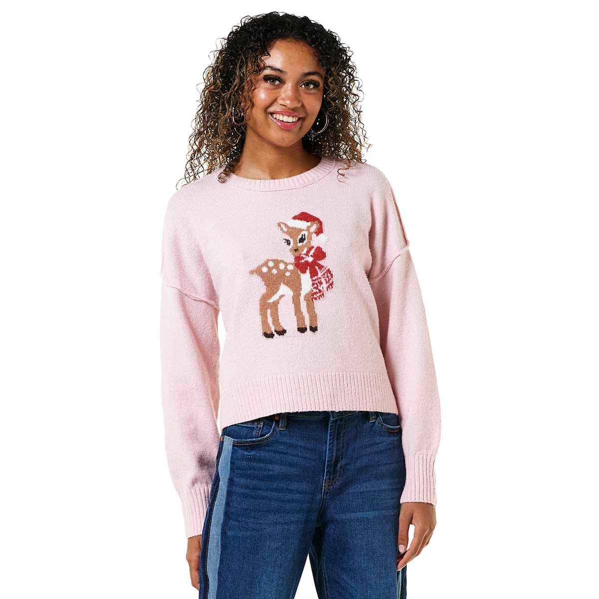 Juniors No Comment Christmas Deer Sweater With Socks