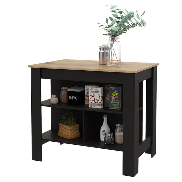 FM FURNITURE Brooklyn Wooden Top Kitchen Island