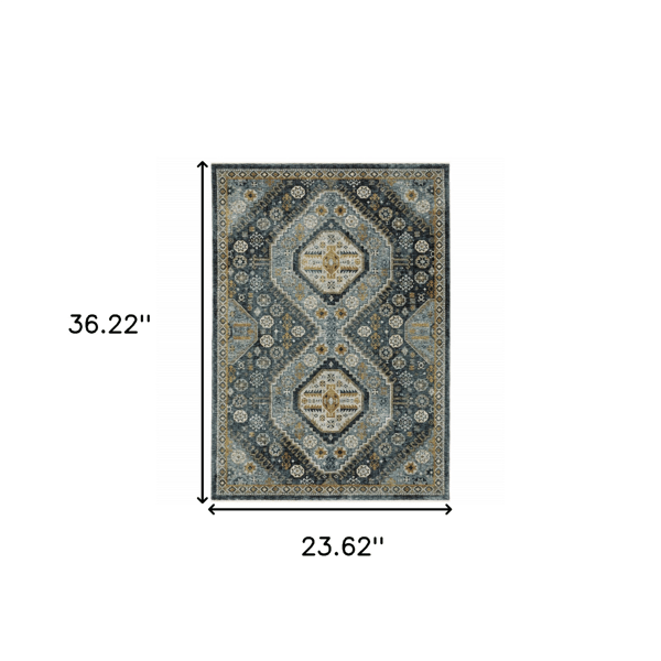 HomeRoots Oriental Power Loom Stain Resistant Accent Rug w/ Frin