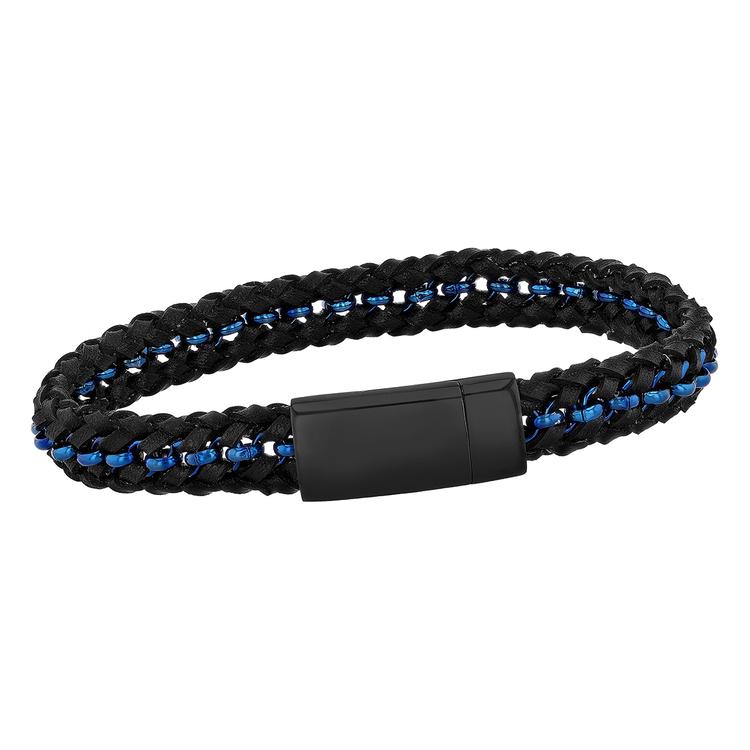 Mens Gentlemen's Classics™ Black/Blue Link Bracelet