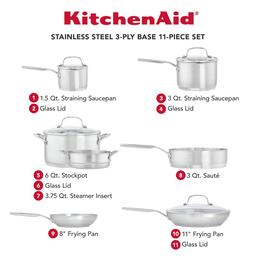 KitchenAid® Stainless Steel 3-Ply Base 11pc. Cookware Set