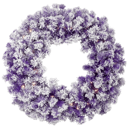 Northlight 24in. Pre-Lit Flocked Purple Pine Christmas Wreath