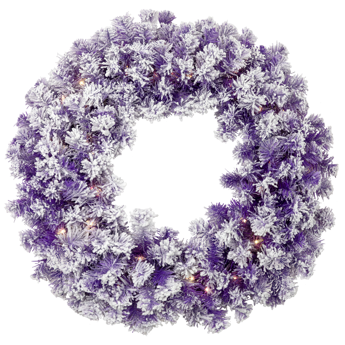 Northlight 24in. Pre-Lit Flocked Purple Pine Christmas Wreath