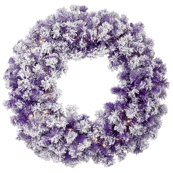 Northlight 24in. Pre-Lit Flocked Purple Pine Christmas Wreath