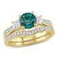 Gemstone Classics(tm) 10kt. Gold Diamond & Lab Created Emerald Ring - image 1