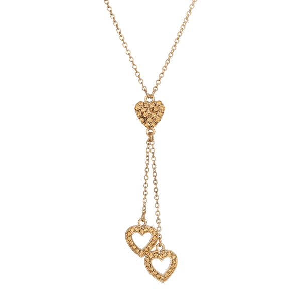 1928 Jewelry 16in. Topaz Heart Tassel Necklace - image 