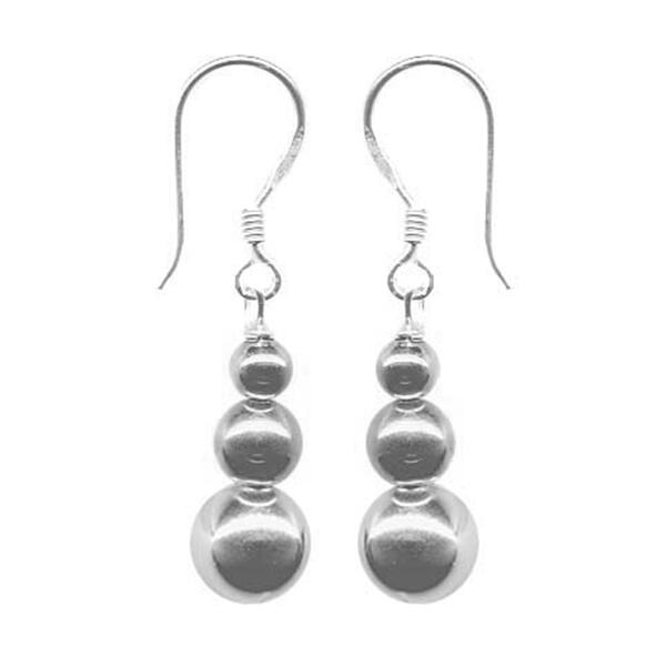 Sterling Silver 4 6 & 8mm Bead Drop Earrings - image 