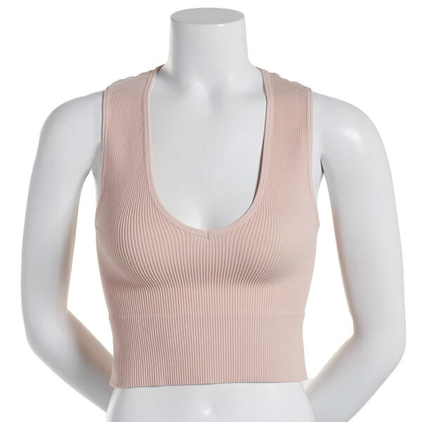 Juniors Poof! Solid Seamless V-Neck Ribbed Tank Top - image 