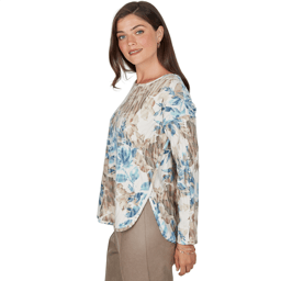 Womens Ruby Rd. Mythical Long Sleeve Winter Bouquet Blouse