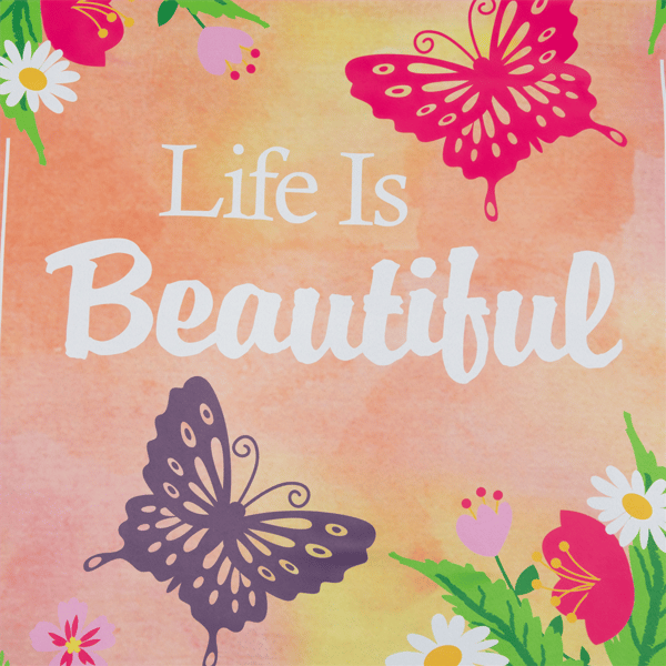 Northlight Life is Beautiful Pink Floral Outdoor House Flag