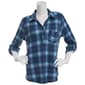Womens Emily Daniels 3/4 Sleeve Plaid Hacci Blouse - Blue/Green - image 2