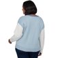 Plus Size Skye’s the Limit Icy Blue Sparkle Color Block Sweater - image 2