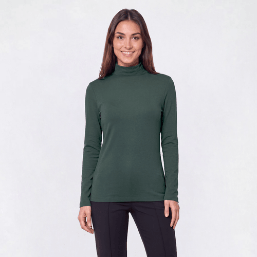 Womens Hasting & Smith Long Sleeve Solid Mock Neck Tee