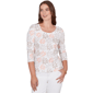 Petite Hearts of Palm Printed Essentials Leaf V Neck Blouse - image 1