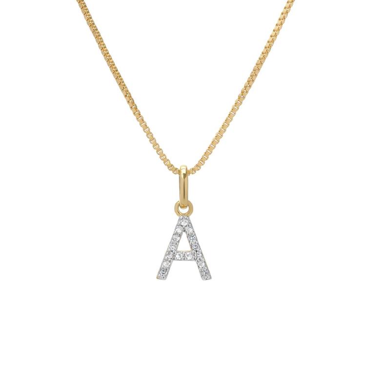 Sterling Silver Sapphire A Initial Pendant Necklace