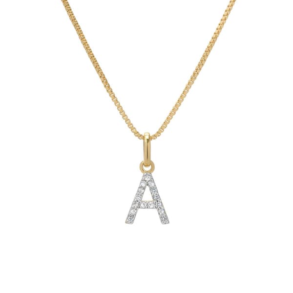 Sterling Silver Sapphire A Initial Pendant Necklace - image 