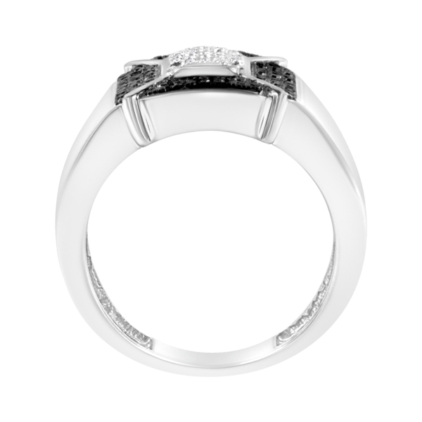 Mens Haus of Brilliance Enhanced Black & White Diamond Band Ring