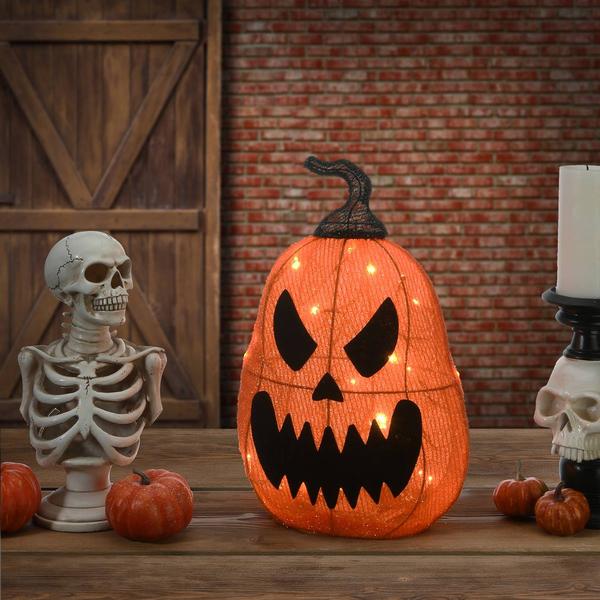 National Tree 16in. Pre-Lit Scary Jack-O-Lantern Décor