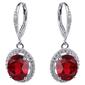 Lab Created Ruby & Cubic Zirconia Halo Dangle Earrings - image 1