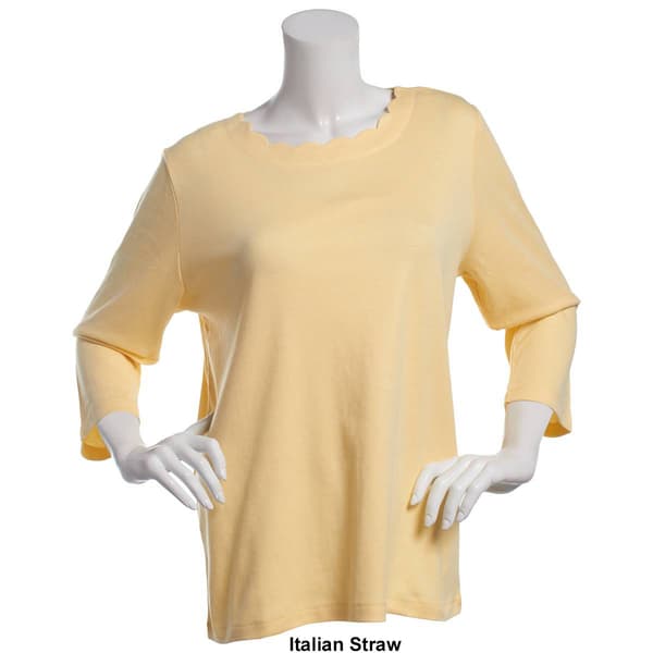 Petite Hasting & Smith 3/4 Sleeve Scallop Neck Tee