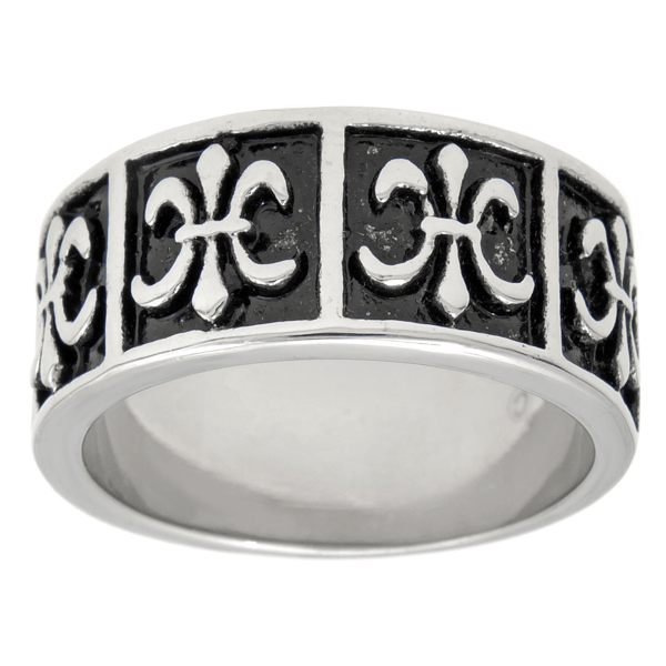 Mens Lynx Antique Finish Fleur De Lis Ring  Stainless Steel Ring - image 