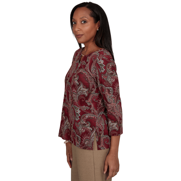 Womens Alfred Dunner Union Square 3/4 Sleeve Paisley Blouse