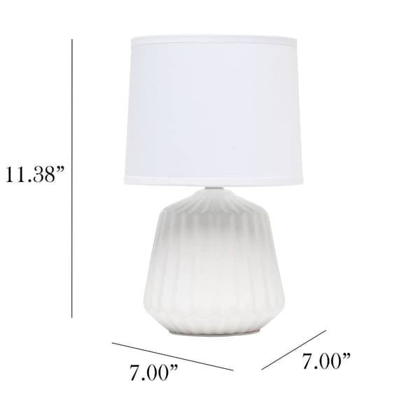 Simple Designs Petite Off White Ceramic Pleated Base Table Lamp