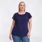 Plus Size Emily Daniels Cap Sleeve Shoulder Button Texture Blouse - image 2