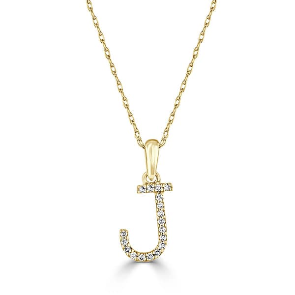 Diamond Classics&#40;tm&#41; 14kt. Gold Initial J Letter Necklace - image 