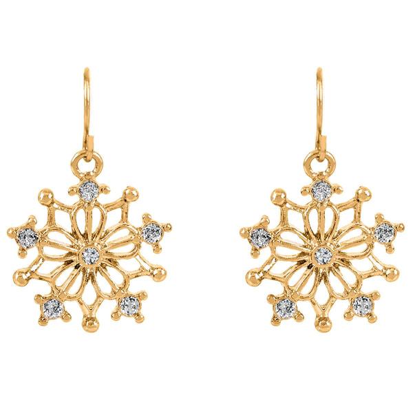 CZ Snowflake Fishhook Earrings - image 