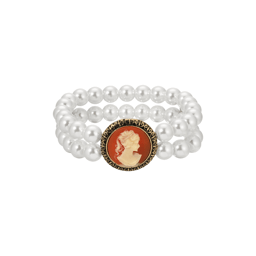1928 Carnelian Cameo Double Row Stretch Bracelet