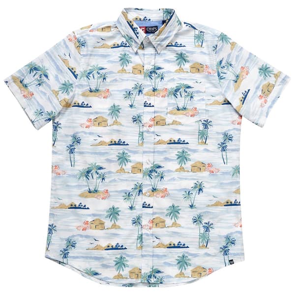 Mens Chaps Easy Care Short Sleeve Tropical Button Down Shirt - image 