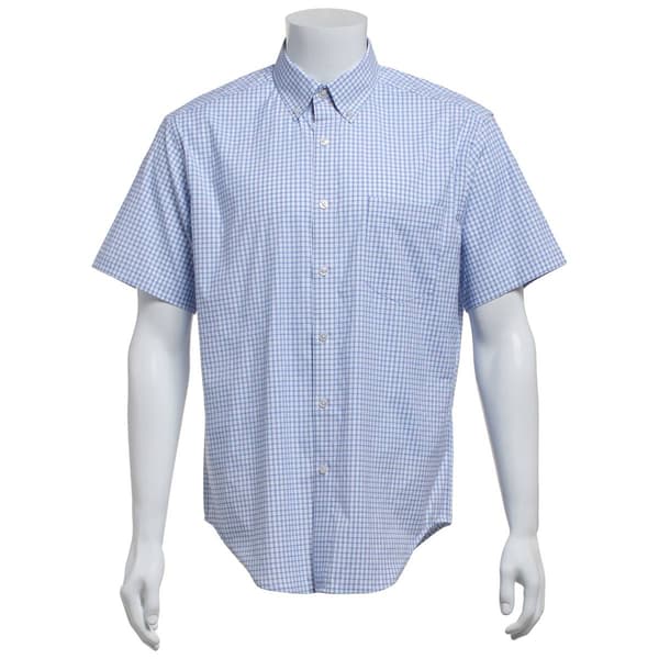 Mens Preswick & Moore(R) Short Sleeve Plaid Dress Shirt - Navy - image 
