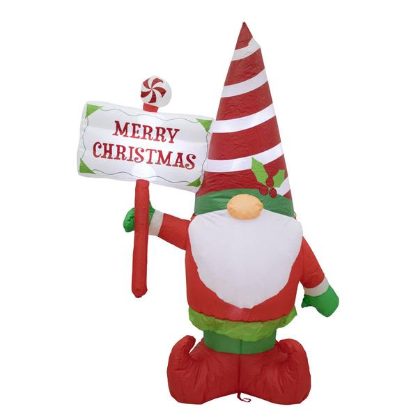 Inflatable 4ft. Gnome w/ Merry Christmas Sign - image 