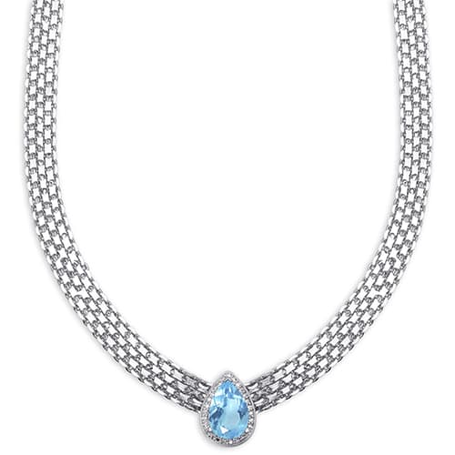 Platinum Plated Blue Topaz Pear Bismark Necklace