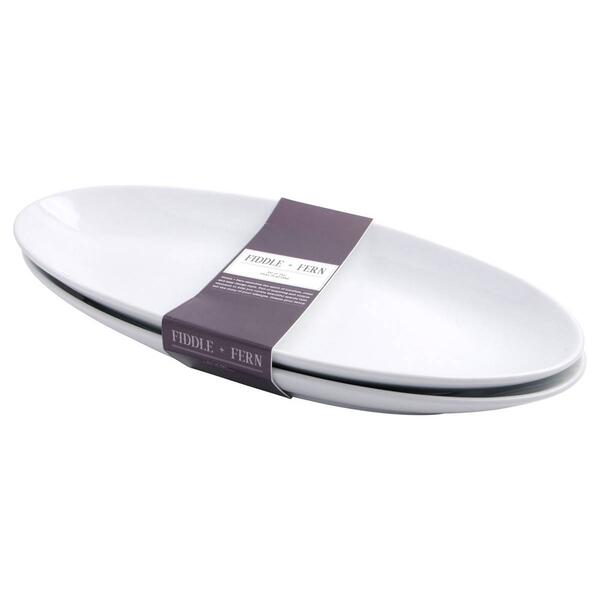 Home Essentials White Set of 2 White Oval Serving Trays - image 